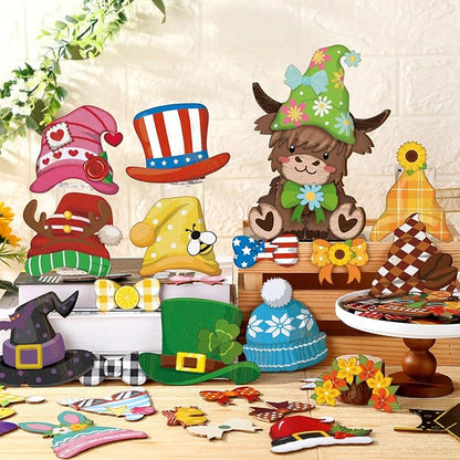 🐾Interchangeable Wooden Animal Decor✨