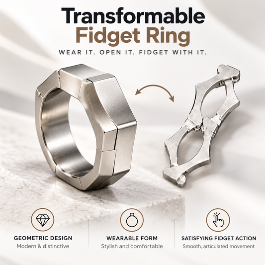 💍 Transformable Geometric Fidget Ring ✨ Wear It, Open It & Fidget Anywhere