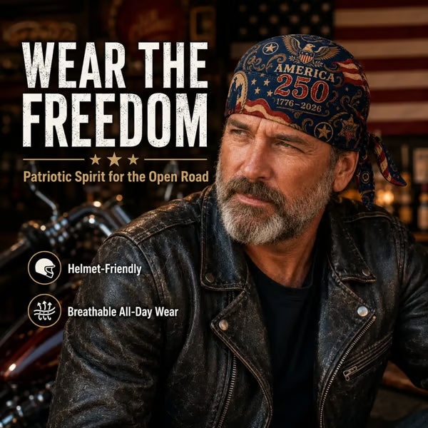 🔥LIMITED AMERICA 250 DESIGN — Cycling Pirate Hat / Biker Headwrap