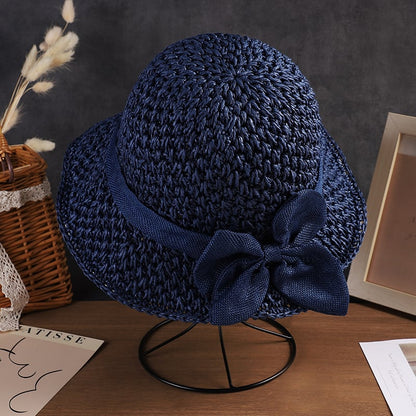 👒Elegant Crochet Straw Hat with Ruffle Detail