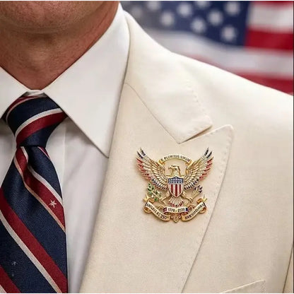 🇺🇸🦅 September Laurel USA 250th Anniversary Eagle Brooch Pin | Patriotic Rhinestone Lapel Pin | Independence Day Gift