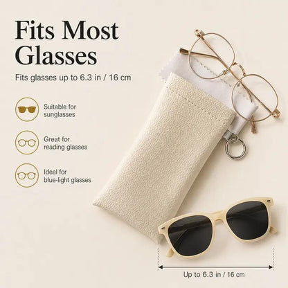 Soft PU Leather Sunglasses Pouch Elastic Opening Eyeglasses Bag