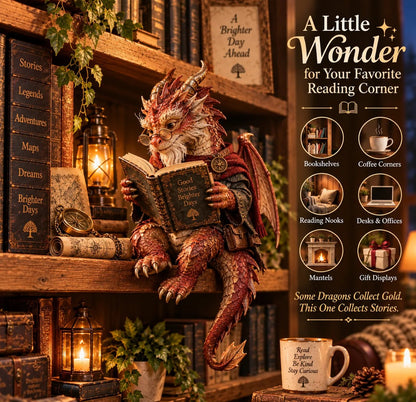 🐉 Wandering Scholar Dragon Figurine – Book Lover Gift