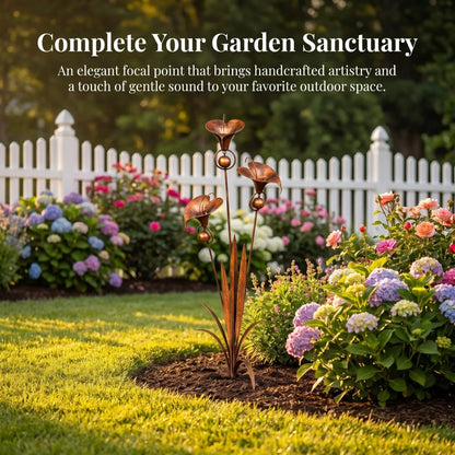 Copper Calla Lily Garden Chime Set – Peaceful Outdoor Decor for Flower Lovers 🌿🔔