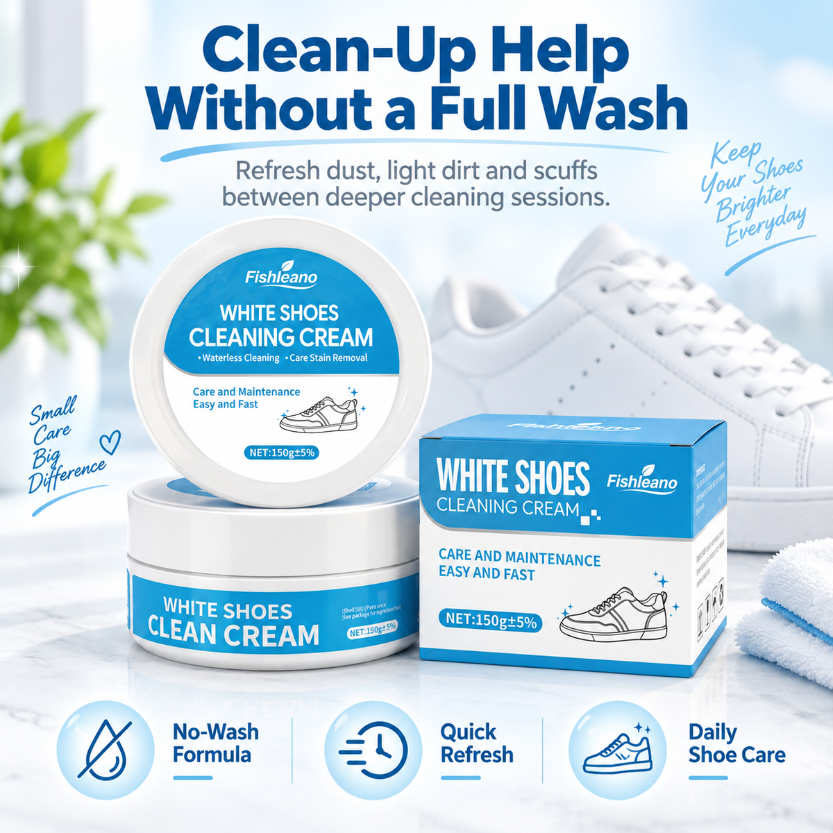 White Shoe Cleaner Cream Multipurpose No-Wash Solid Cleaner