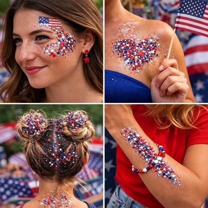 🦅4th of July Glitter Stick✨🔔Red, White & Blue Body & Hair Sparkle🔔