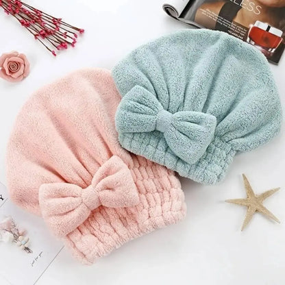 🎀Women's Bow-Decorated Shower Cap and Hair Dryer Cap