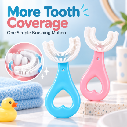 🦷 Kids 360° U-Shaped Oral Care Toothbrush – Gentle Silicone Training Brush ✨