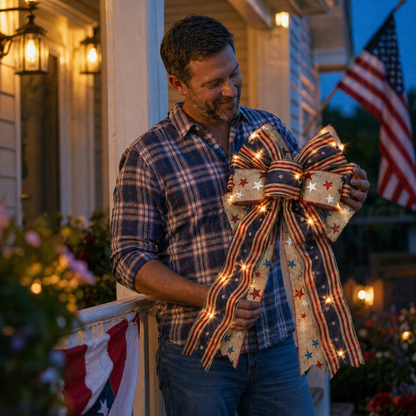 🎁🎁Handcrafted American Flag Wreath Decor for Front Doors 🇺🇸（🎉Best Decorative Effect - 4 PCS）