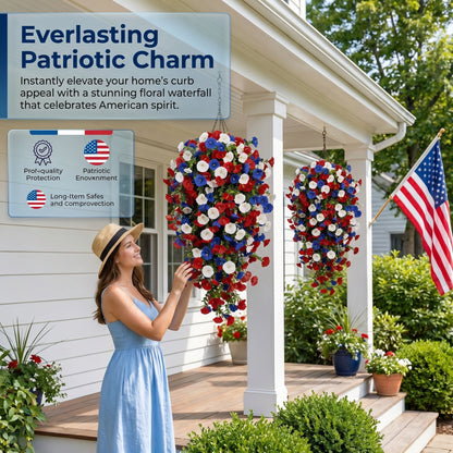 🏆Flash Sale-49% OFF⚡ 50K+ SOLD! Red, White & Blue Artificial Morning Glory Hanging Vines – 3-Piece Set