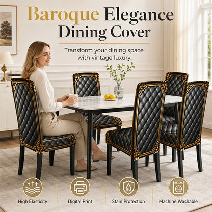 Baroque-style gold-stamped, washable, elastic, elegant chair cover