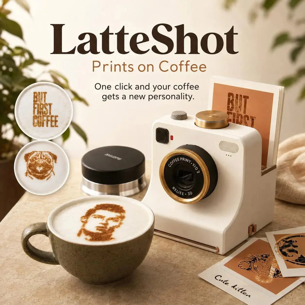 🔥Retro Coffee Art Camera – Mechanical Latte Stencil Printer