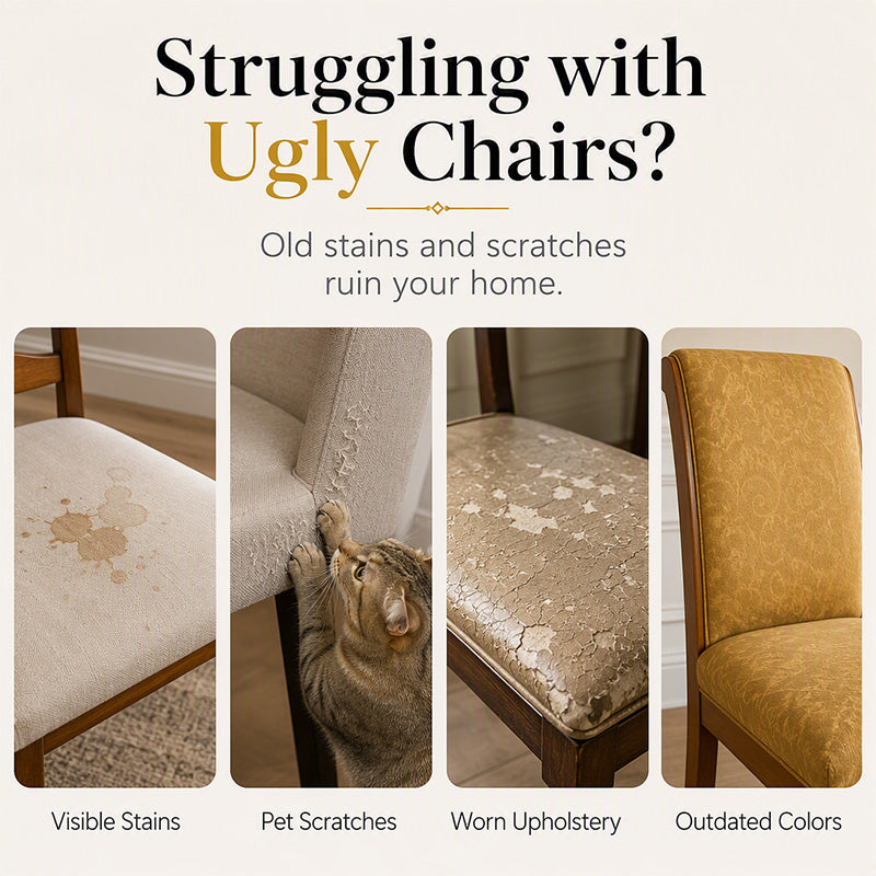 Baroque-style gold-stamped, washable, elastic, elegant chair cover