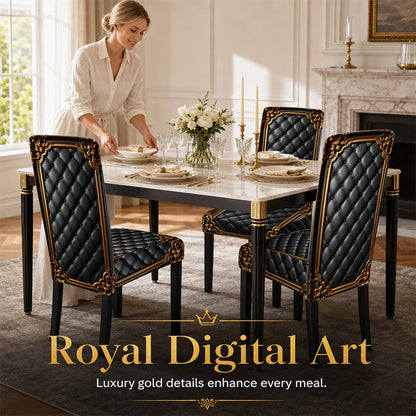 Baroque-style gold-stamped, washable, elastic, elegant chair cover