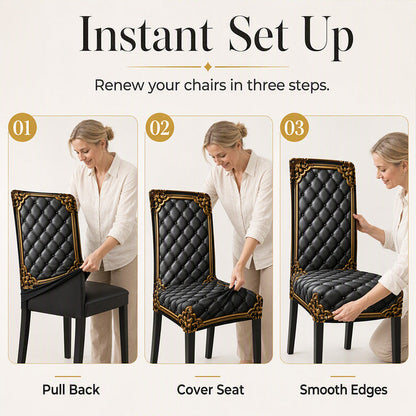 Baroque-style gold-stamped, washable, elastic, elegant chair cover