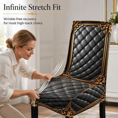 Baroque-style gold-stamped, washable, elastic, elegant chair cover