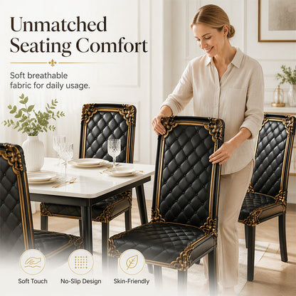 Baroque-style gold-stamped, washable, elastic, elegant chair cover