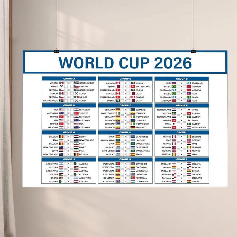 ⚽🏆Graphic World Soccer 2026 Schedule Wall Chart, Soccer Fixtures Chart, Soccer Cup 2026 Result Chart （3 Jumbo Posters ）