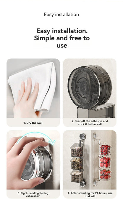 Perforated suction cup spice storage rack