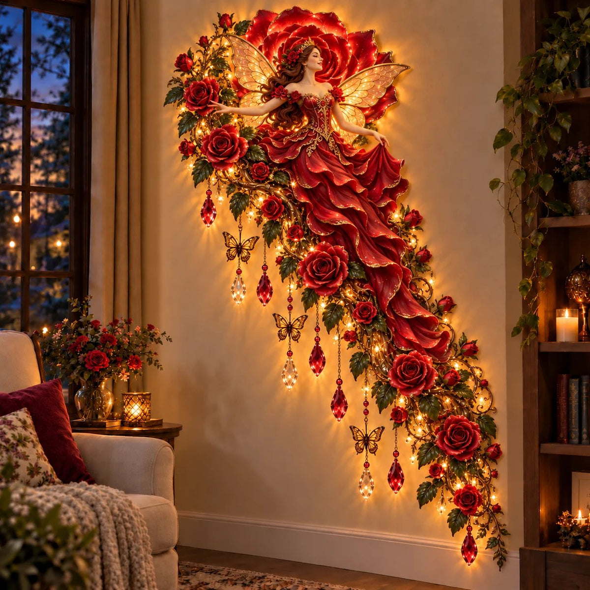 🔥Buy 2 Get 20% OFF🔥🌹🧚‍♀️Enchanted Flower Fairy Wall Light✨Cascading Floral Decor