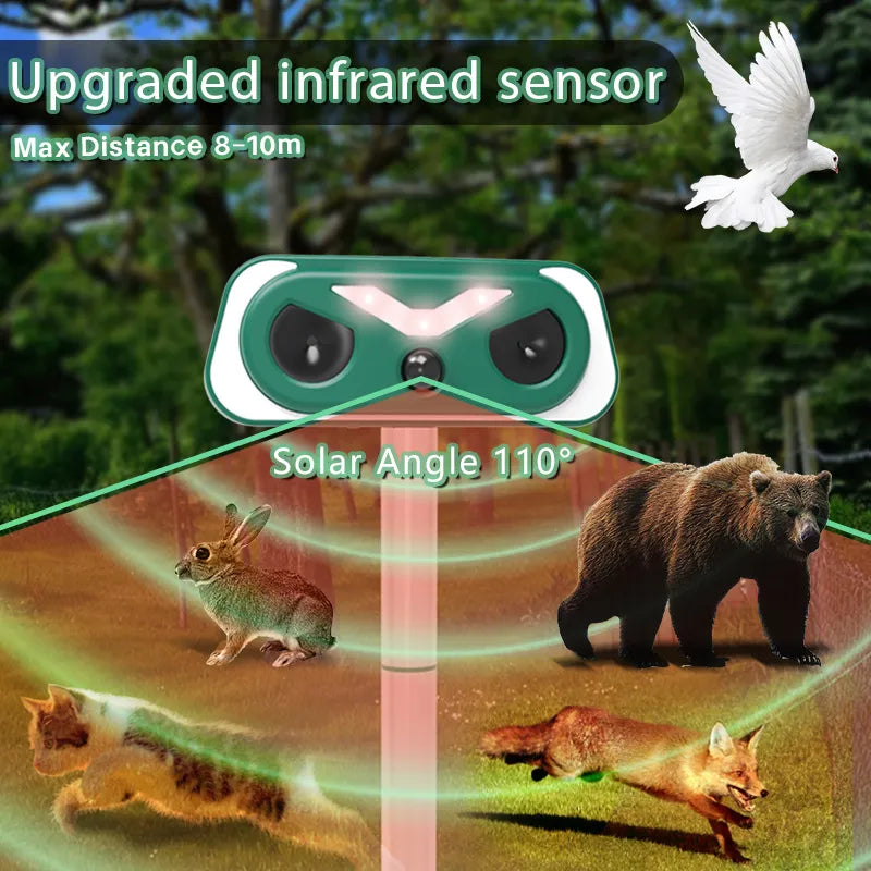 Upgraded Solar Ultrasonic Animal Repellent Outdoor