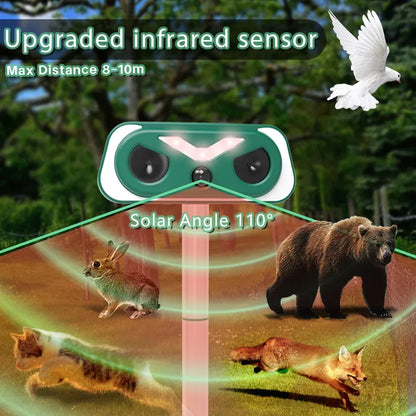 Upgraded Solar Ultrasonic Animal Repellent Outdoor