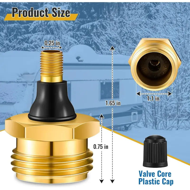 🚐💨 Brass RV Winterizing Blowout Adapter – Quick Water Line Drain & Seasonal Maintenance Tool