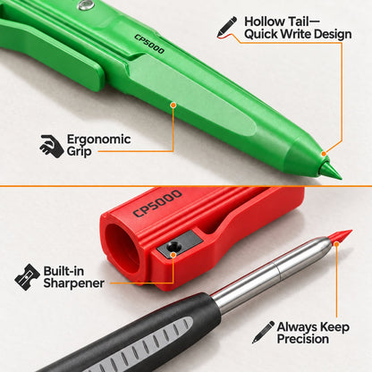 ✏️7-in-1 Magnetic Mechanical Pencil Set | 3-Pack Assorted Colors with 30 Graphite Refills | Sharpener & Protective Sleeve | Bullet Tip for Construction & Woodworking Marking