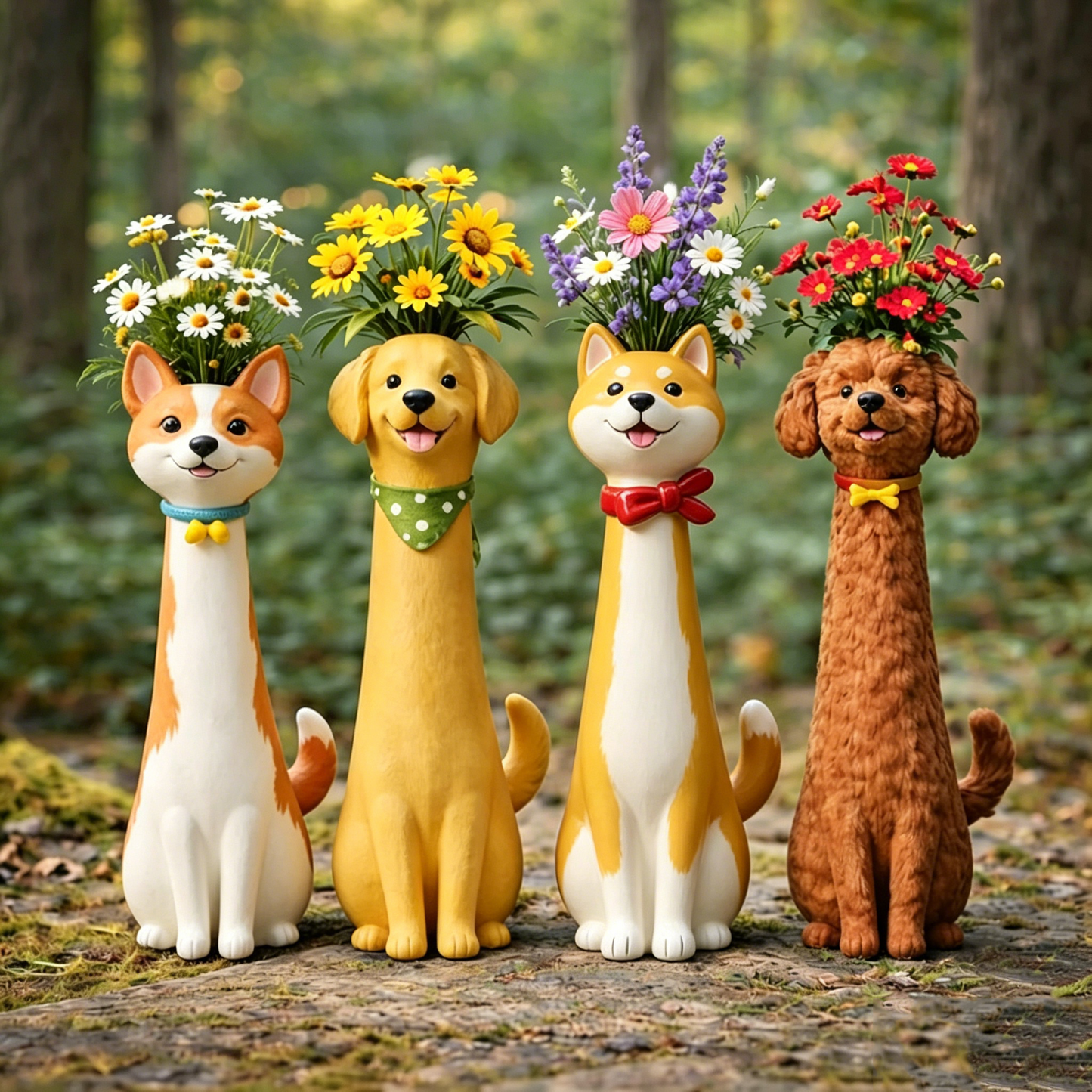 😻 Whimsical Handcrafted Mini Quirky Cat & Puppy Vase | 💖🎁Perfect Gift
