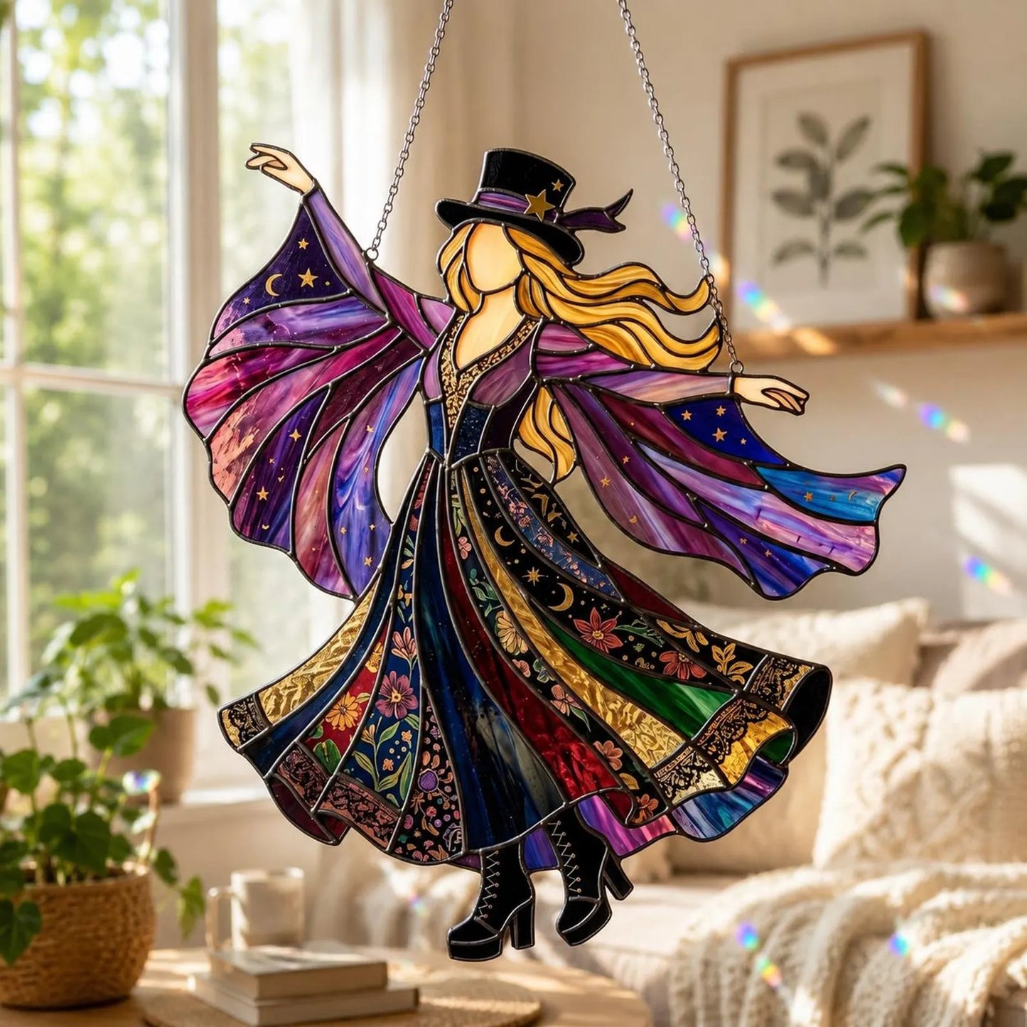 💥 LAST DAY 49% OFF - 💃🤘 Handmade Stained Glass Spinning Suncatcher