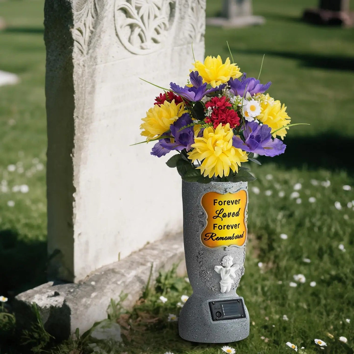 Solar-powered cross angel flowerpot