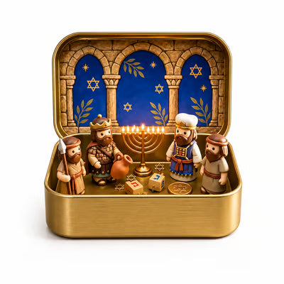 Religious Pocket-Size Mini Nativity Scene Set with Storage Box
