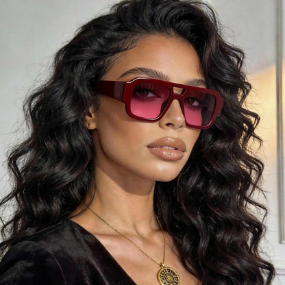 Vintage 70s Aviation Square Sunglasses – Classic Double Bridge Pilot Shades for Women and Men