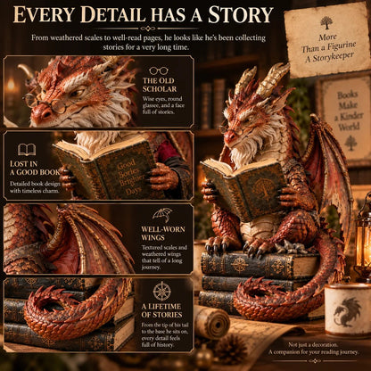 🐉 Wandering Scholar Dragon Figurine – Book Lover Gift