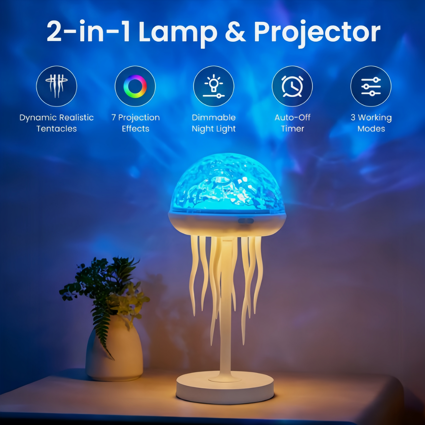 🪼Jellyfish Lamp with Ocean Wave Projector Light