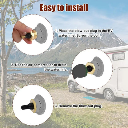 🚐💨 Brass RV Winterizing Blowout Adapter – Quick Water Line Drain & Seasonal Maintenance Tool