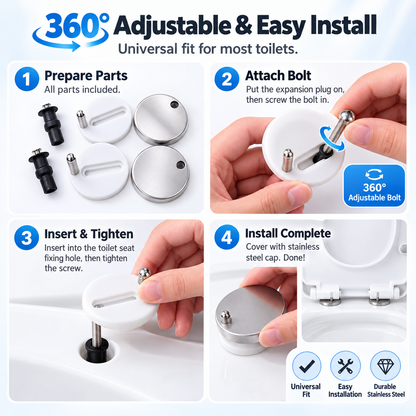 🔧2-pack of universal toilet seat expansion bolts - suitable for loose toilet seats