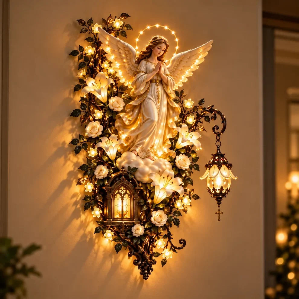 🙏✨ Glowing Blessed Mother Floral Wall Décor