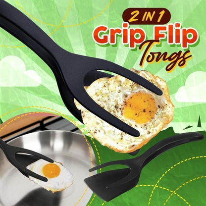 🥘 LIMITED-TIME ! 🍳 2-in-1 Grip Flip Tongs with Silicone Tips – Non-Scratch, Non-Stick, Heat-Resistant ✨