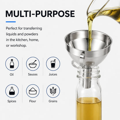 5 1/2-Inch Stainless Steel Funnel with Detachable Strainer
