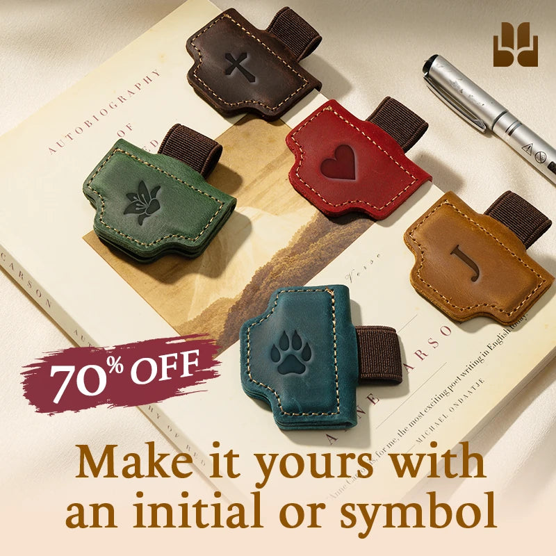 LAST DAY 70% OFF - Personalized Magnetic Leather Pen Holder Bookmark