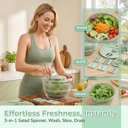 Salad Spinner Large – 2-IN-1 Vegetable & Fruit Washing Bowl