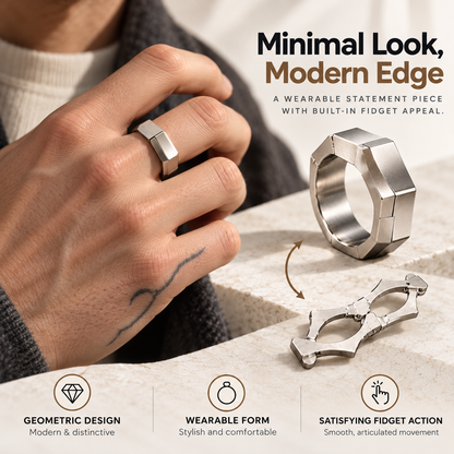 💍 Transformable Geometric Fidget Ring ✨ Wear It, Open It & Fidget Anywhere