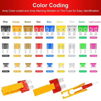 🚗Professional 306PCS Automotive Fuse Assortment with Circuit Tester & Puller