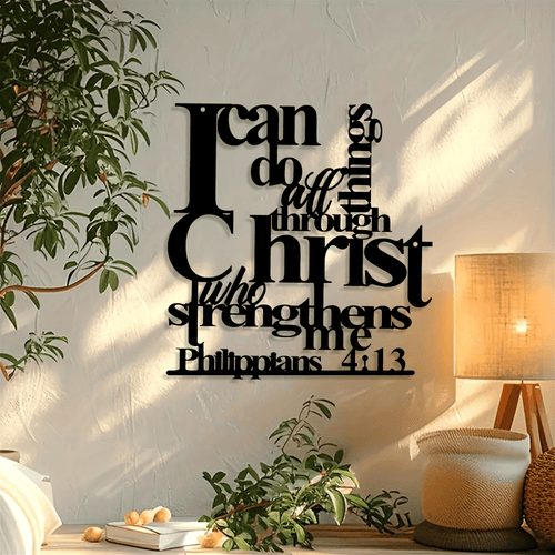 Christianartworkshop Philippians 4:13 I Can Do All Things Metal Wall Decor: Christ’s Strength for Your Walls