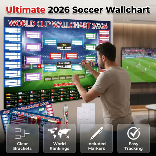 ⚽🏆 Ultimate 2026 Soccer Fan Wall Chart Kit – 2 Jumbo Posters (23.6" x 35.4" Each), Marker Pen & Mounting Strips 🎁