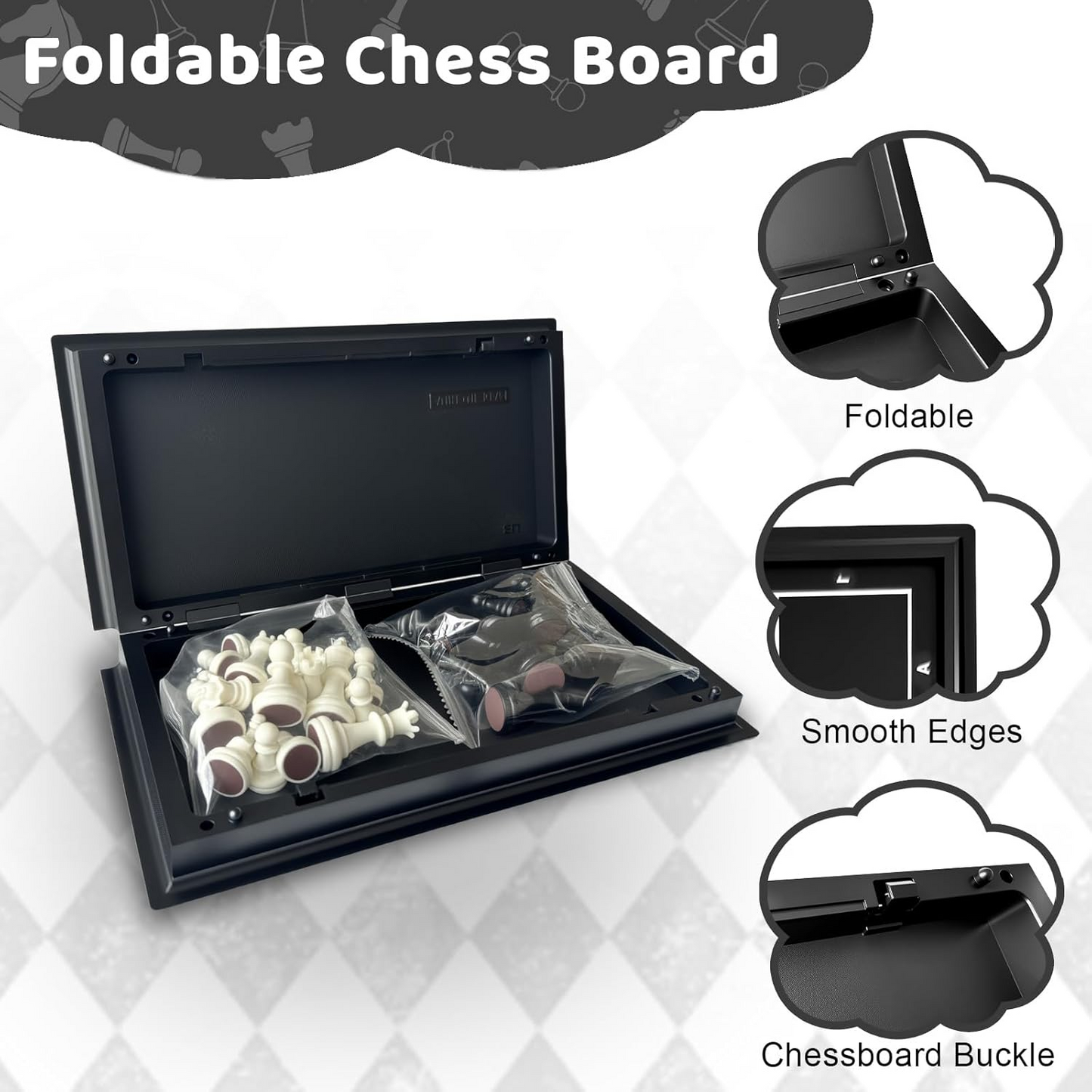 Travel Chess Set for Adults and Kids, Portable Folding Board Games for Family