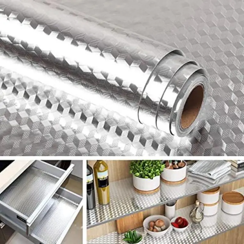 👨‍🍳🔥Kitchen Wallpaper Oil Proof Sticker Aluminum Foil Backsplash Self