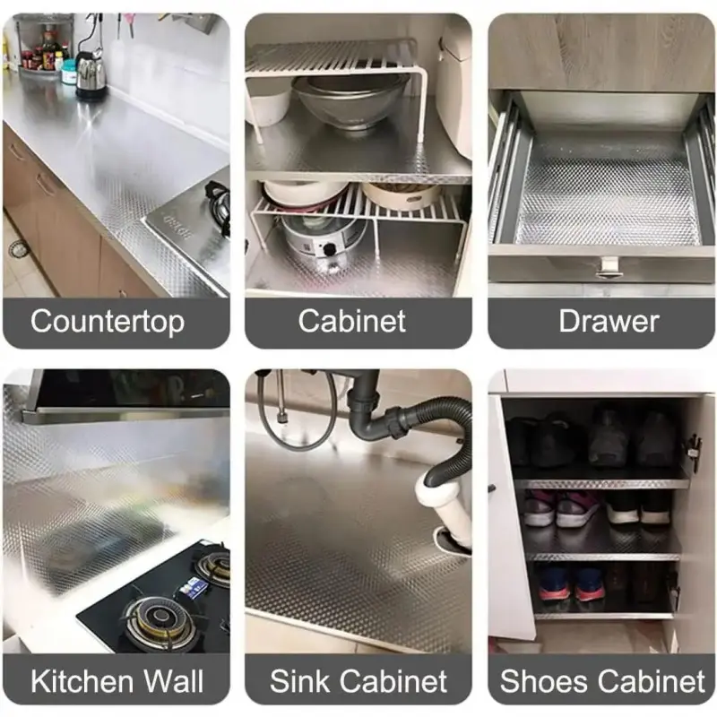 👨‍🍳🔥Kitchen Wallpaper Oil Proof Sticker Aluminum Foil Backsplash Self