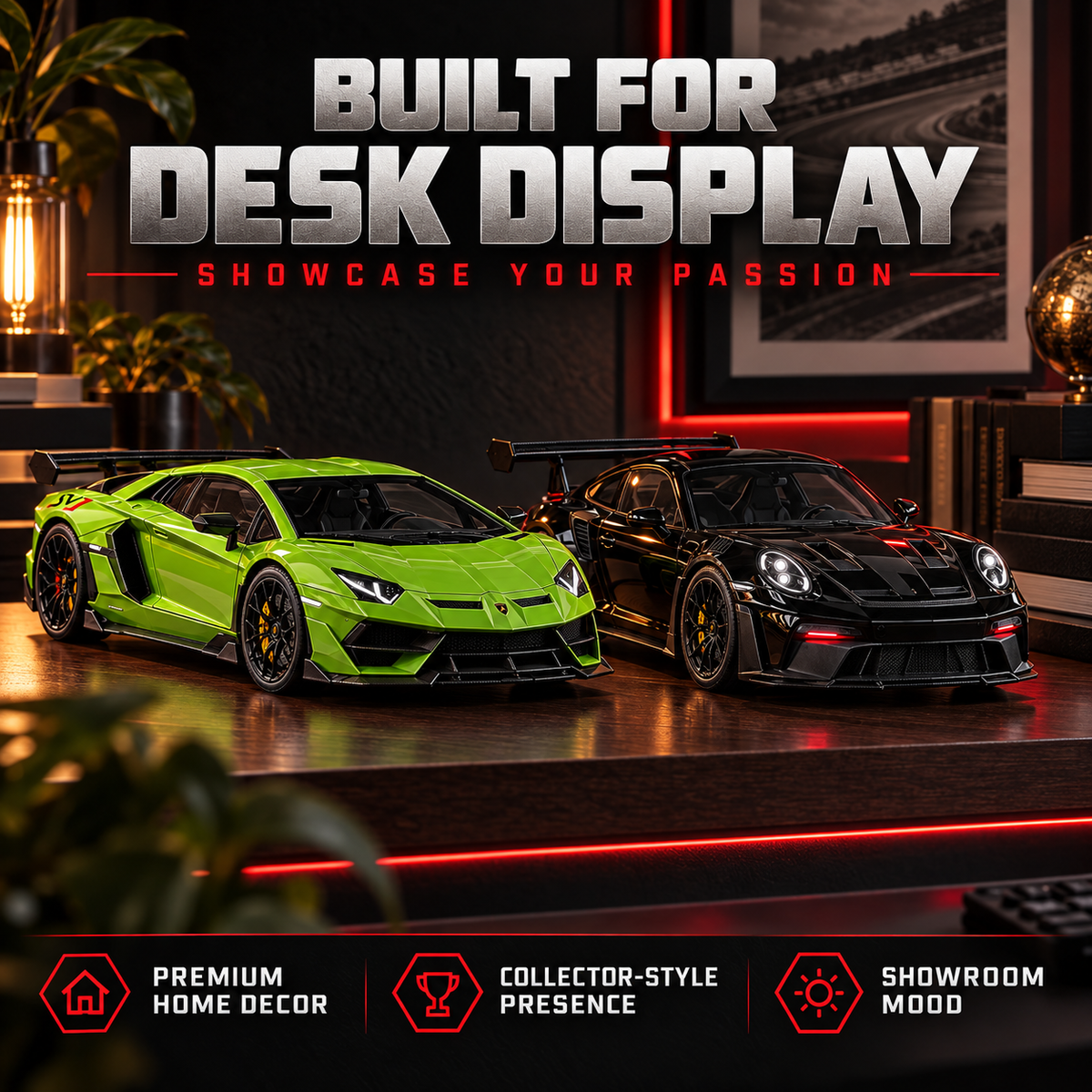 🏎️💨 Track-Inspired Sports Car Display Model – Exhaust Mist Effect Collector Decor